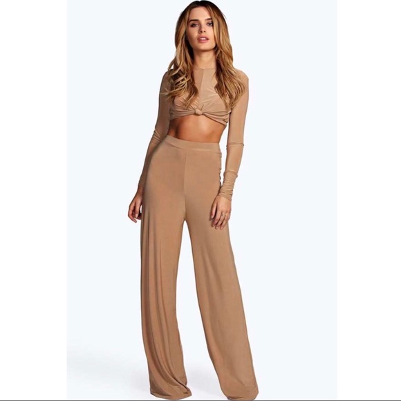 Boohoo Pants - 🔥FINAL PRICE DROP!🔥 Tan Slinky 2 Piece Set